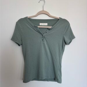 Abercrombie Women's Green Henley Top